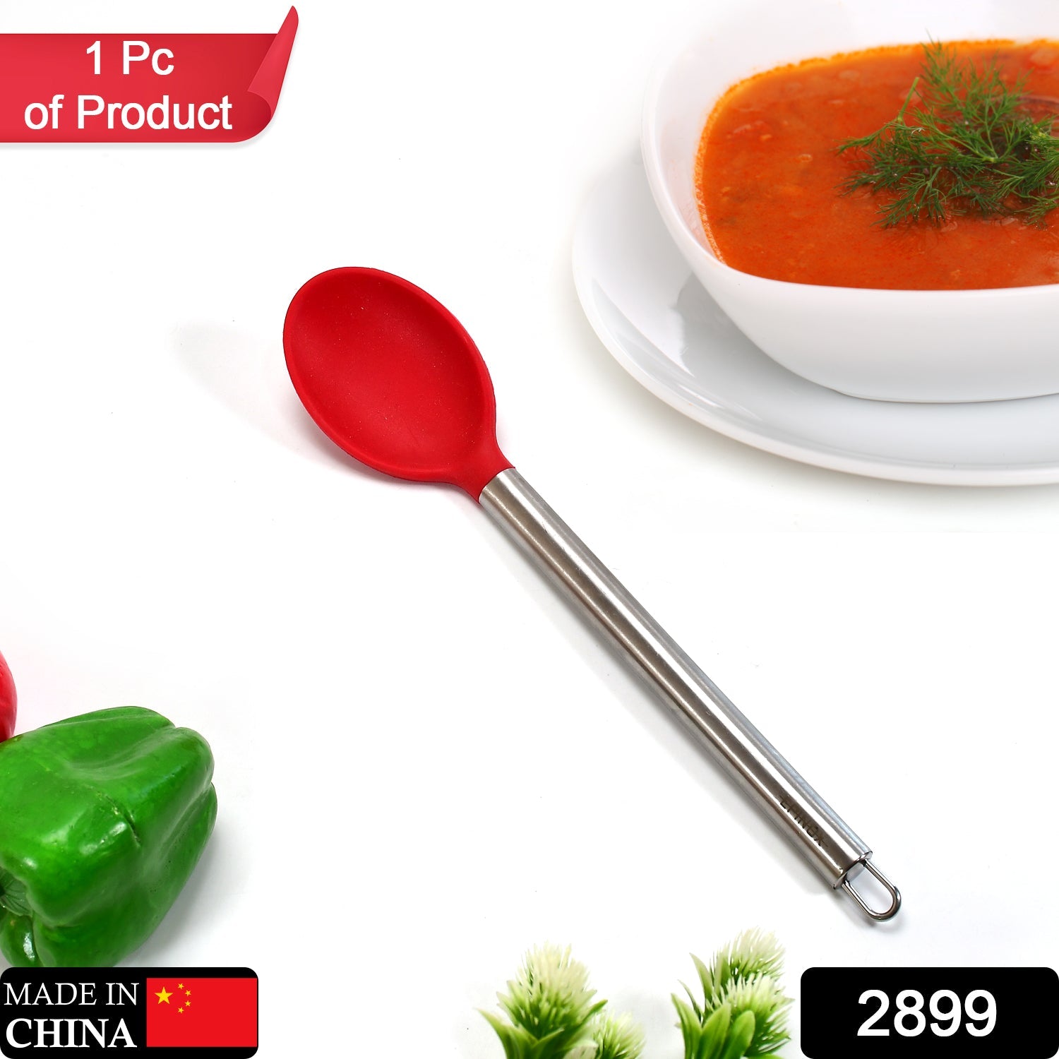 2899 Silicone Serving Spoon with Heat Resistant Silicone Covering Head and Stay-Cool Stainless Steel Handle DeoDap 2899 Silicone Serving Spoon with Heat Resistant Silicone Covering Head and Stay-Cool Stainless Steel Handle DeoDap